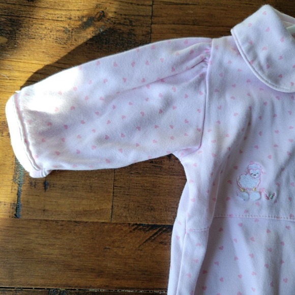 McBaby Vintage Light Pink W/ Hearts & Animals Collared Sleep Sack Button Up - Picture 9 of 11